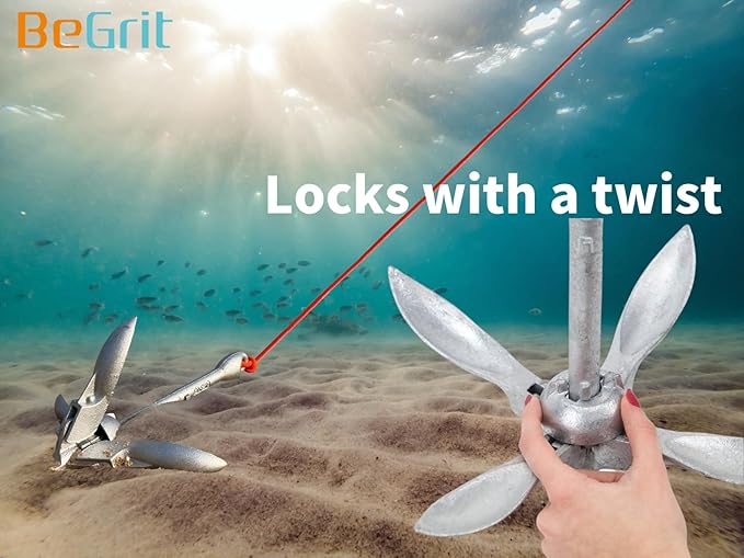 BeGrit Kayak Anchor Small Boat Anchor Folding Marine Anchor for Fishing,Kayak,Paddle Board,Canoe,Jet Ski, with 32.8 ft Anchor Tow Rope Carrying Bag