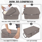 Large Compression Packing Cubes for Travel Accessories, 2 Set Compression Bags Travel Cubes for Packing Suitcase Luggage Organizer Bags Set, Khaki