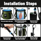 Portable Camping Shower, 6000mAh Rechargeable Shower Pump, Large Capacity Foldable Bucket, 6' 7" Filtered Shower Head, Summer Beach, Outdoor Camp Showering, Hiking, Pet Bath, RV Car Wash, Water Plant