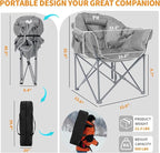 LILYPELLE Oversized Heated Camping Chair, Patio Lounge Chairs with 3 Heat Levels, Portable Folding Heated Chair Round Moon Saucer Folding Lawn Chair Outdoor Chair for Camping, Lounge Patio