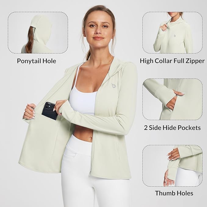 baleaf Women's Sun Protection Jacket Hoodie Clothing Lightweight Long Sleeve Sun Cover Up Shirt