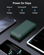 IXNINE Power Bank 26800mAh Portable Charger, 22.5W Fast Charging PD QC 3.0 Compact External Battery Pack with LED Display and 4 USB Outputs for Cellphone Tablet (Green)