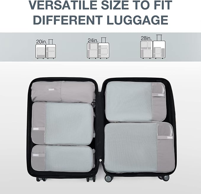 BAGSMART 6 Set /4 Set/2 Set Compression Packing Cubes for Travel, Lightweight Luggage Organizer Bags, Durable Space Saver Bags Travel Essentials