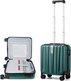 Hanke 16 Inch Underseat Carry on Luggage with Wheels,Small Hard Shell Suitcases for Weekender,Tsa Approved Lightweight Travel Luggage Suitcase for Womem Men,Blackish Green.