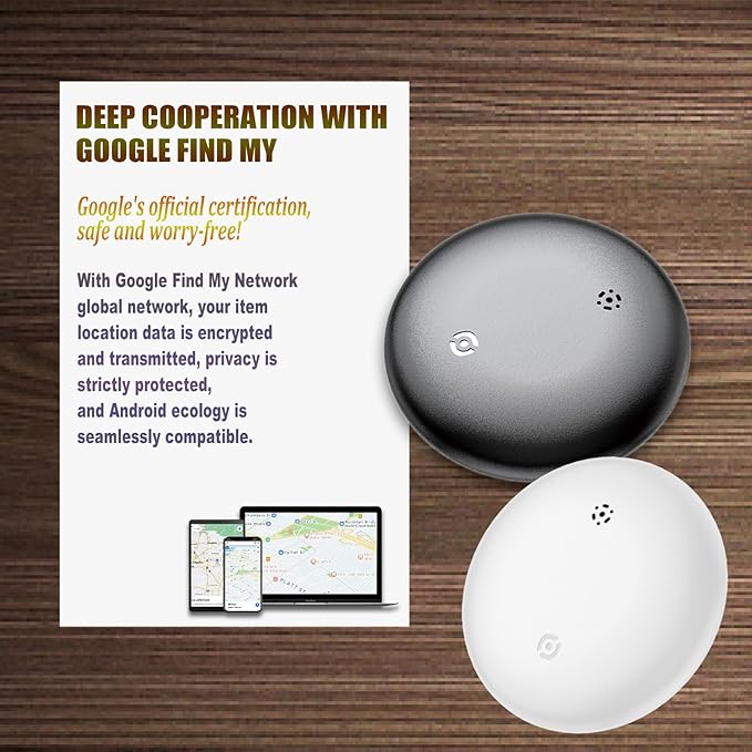 JieWeiXun Compatible Android Ultra-Thin Find My Device Tracker – IP66 Waterproof, 1-Year Battery, Global GPS Locator for Keys/Wallet/Luggage via Google Find My Network(Android, 1 PCS)