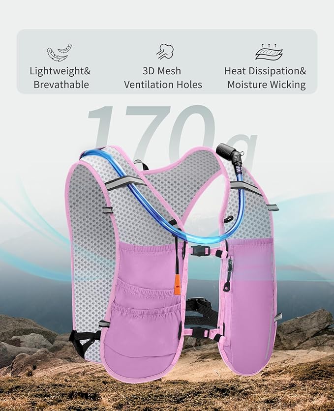 ECOHUB Running Hydration Vest Backpack,Lightweight Breathable Pack with 2L Water Bladder Bag Daypack for Hiking Trail Running Cycling Race Marathon for Women Men