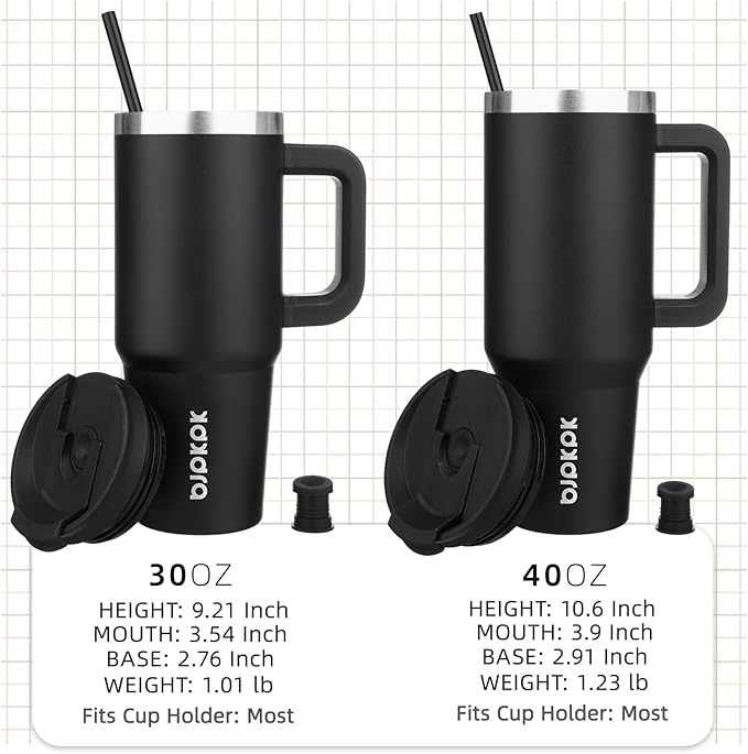 BJPKPK 30oz Stainless Steel Insulated Tumbler With Handle And Lid Straw Travel Coffee Mug Thermal Cup,Black