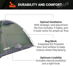 Crua Duo Outdoor Camping Tent – 2 Person Tent for Camping, Easy Pop-up Assembly, Lightweight and Waterproof Outdoor Gear for Hiking Backpacking, Weather Resistant