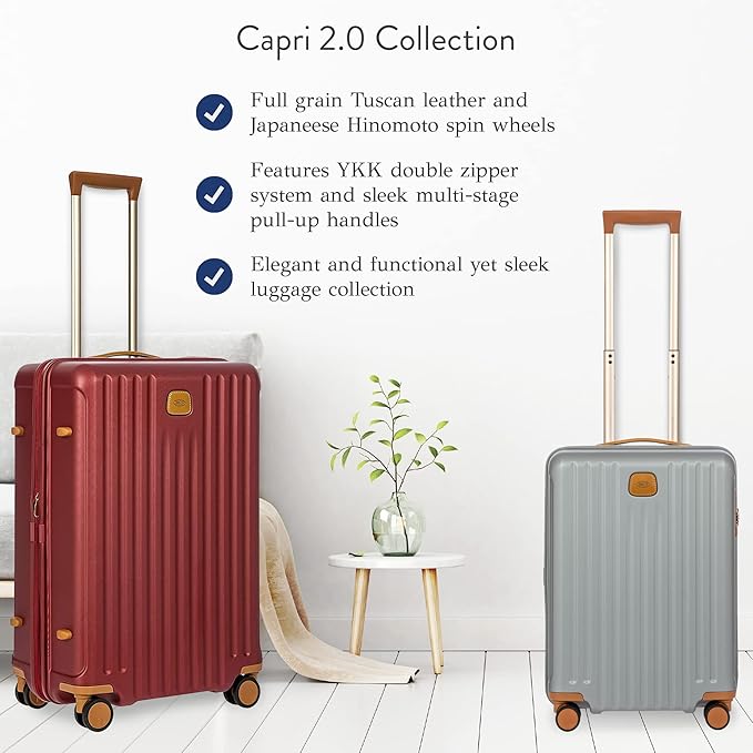 Bric's Capri 2.0 21-Inch Spinner - Luxury Carry On Luggage With Spinner Wheels - Lightweight Suitcases with Wheels Made From Durable Polycarbonate - Silver Shine