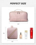 BAGSMART Makeup Bag Cosmetic Bag, Travel Makeup Bag,Water-resistent Makeup Bags for Women Portable Pouch Open Flat Make Up Organizer Bag for Toiletries, Brushes, Pink