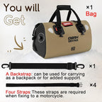 Waterproof Duffel Bag - Motorcycle Dry Bag Tail Bag with Large Storage Space, Waterproof Luggage Duffle Bags with Outer Mesh Zipper Pocket for Camping, Kayaking, Fishing & Traveling