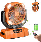 20000mAh Camping Fan with LED Lantern, 360° Oscillation, Remote Control, 4 Speed & Timer, Rechargeable Battery Powered Fan for Tent, Outdoor, Travel, Hurricane, Emergency, Power Outage(Orange)