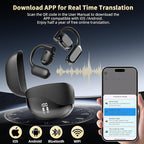 Ai Language Translation Earbuds, Translator Earbuds Real Time with APP Compatible with iOS & Android, 144-Language Bluetooth Headphones Translating Device for Travel and Business - Black