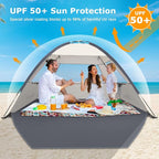 COMMOUDS Beach Tent Sun Shade for 3/4-5/6-7/8-10 Person, UPF 50+ Beach Sun Shelter Canopy Tent, Lightweight, Easy Set Up and Carry