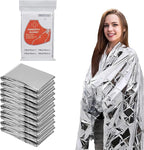 Emergency Blankets Mylar Thermal Blanket (10 Pack-Silver) 84"x52" Space Blankets Survival for First Aid,Camping,Car Emergency Kit,Outdoor Camping,Hiking,First Aid,Marathon