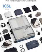 Luggage Sets with Spinner Wheels, 8010S Aluminum Frame Zipperless Polycarbonate Hard Shell Suitcase Sets (ZX-Core, Silver, 2 Piece (20/28))