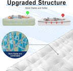 Queen Air Mattress wit with 1300mAh Battery Powered Pump,18"Raised Super soft and comfortable Dutch velvet fabric750lbs Support Portable Inflatable Mattress,Air Bed for Camping, Home and Guest-Green