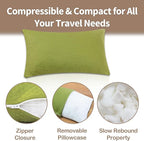 Travel Pillow Backpacking Pillow, Compressible Memory Foam Pillow Breathable Cover for Travel Airplane Hiking and Car