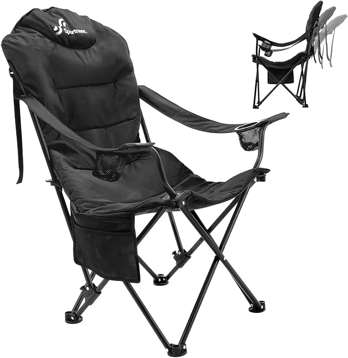 Sportneer Folding Camping Chair: 3 Adjustable Angle Camping Chair with Backrest Headrest & Carry Bag - Portable Folding Chair for Camping Outdoor, 1 Pack