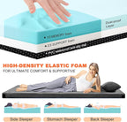 Memory Foam Camping Mattress Sleeping Pad, 3" Thick Waterproof Portable Roll Up Sleeping Mats & Floor Mattress Pad with Pillow + Travel Bag for Camping Car Truck SUV Tent Sleepover Kids Adult