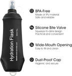 GYGYL Soft Flask, TPU Collapsible Soft Water Bottle for Hydration Pack, Running Vest, Leak-Proof Folding Water Bottle for Hiking Cycling Climbing Jogging-150ml Black