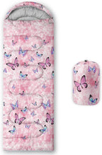 Kids Sleeping Bag for Boys Girls,Rocket Moon Print-Lightweight Warm Portable Outdoor Indoor-Waterproof Cold Weather Resistant Sleeping Bag for Camping Hiking