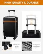 LOVEVOOK Hard Shell 24 Inch Carry On Luggage with Removable Lining,Large Capacity Carry On Suitcase with Wheels Lock,Lightweight Airline TSA Approved Checked Luggage for Men Women Travel Business Trip