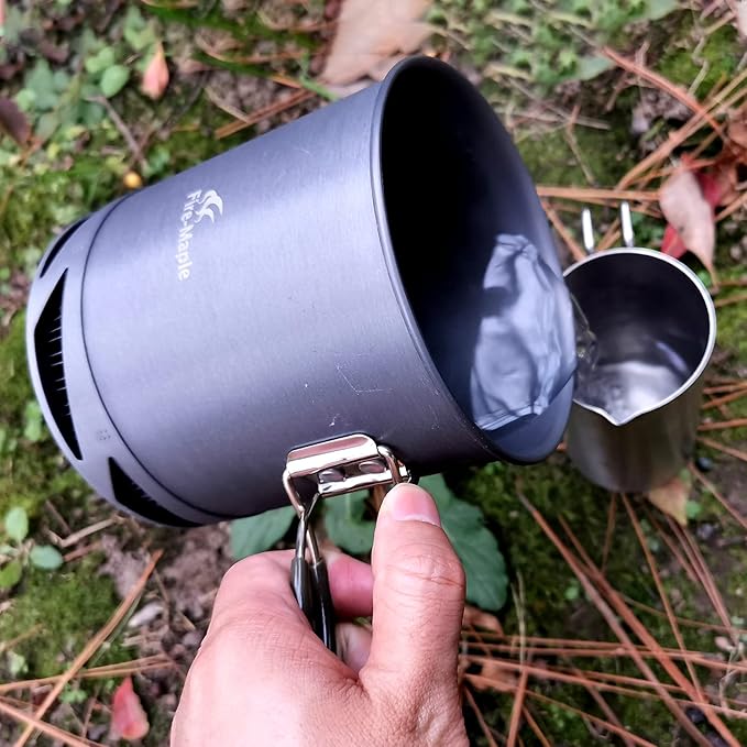 Fire-Maple Hard Anodised Aluminium Camping Pot with Folding Handle for Hiking Picnic with Heat Exchanger Cookware Camping Pans