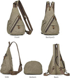 KL928 Canvas Sling Bag - Small Crossbody Backpack Shoulder Casual Daypack Rucksack for Men Women(Large Version)
