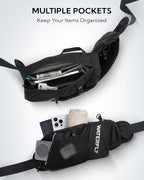 WATERFLY Fanny Pack Waist Bag: Hiking Water Bottle Holder with Strap Waist Pack for Women Men Hydration Hip Packs for Running Walking Traveling-Black