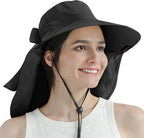 SUN CUBE Wide Brim Sun Hat with Neck Flap, UPF50+ Hiking Safari Fishing Hat for Men Women, Sun Protection Beach Hat
