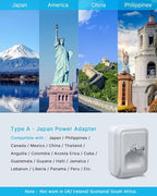 1 Pack US to Japan Plug Adapter, VINTAR Foldable Japan Travel Adapter with 2 Outlets and 3 USB Ports(2 USB C), 2 Prong to 3 Prong Outlet Adapter for USA to Japan China Canada Philippine, Type A