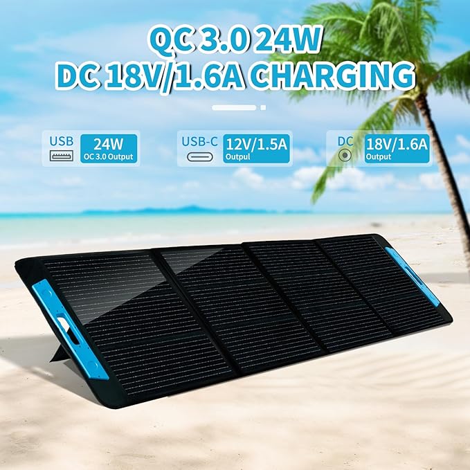 200W Foldable Solar Charger kit,IP65 Water-Resistant Folding Solar Panel Portable Power Station,XT60 to MC4 Connector for Outdoor Adventures, Emergency and Camping