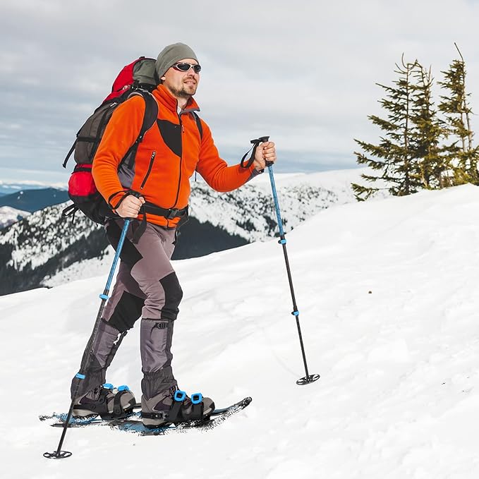 G2 21/25/30 Inches Light Weight Snowshoes for Women Men Youth, Set with Trekking Poles, Tote Bag, Gaiters,Special Fast Ratchet Binding, Orang/Blue/Red Available