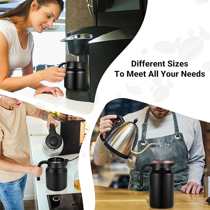 27Oz Thermal Coffee Carafes For Keeping Hot/Cold, Stainless Steel Coffee Carafe, Dustproof Insulated Water Carafe for Party/Home,Black