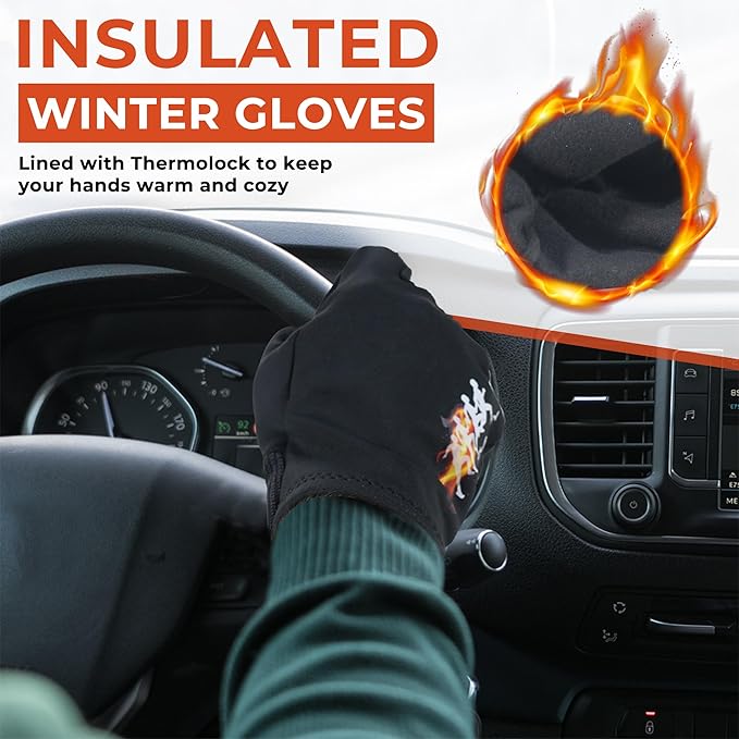 HANDLANDY Winter Running Gloves for Women & Men, Windproof Water-Resistant Thermal Touchscreen Liner Gloves for Cycling, Hiking, Driving, Freezer Work