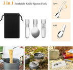 Camping Cooking Utensils Set, Stainless Steel Grill Tools, Camping BBQ Cookware Gear and Equipment for Travel Tenting RV Van Picnic Portable Kitchen Essentials Accessories