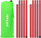 Tent Poles, SAN LIKE Aluminium Telescoping Adjustable Red Tarp Poles with Portable Bags, Heavy Duty Camping Tent Poles for Awnings Canopy Rain Fly Shelter Set of 2-(5 Sections with Adjustable Length)