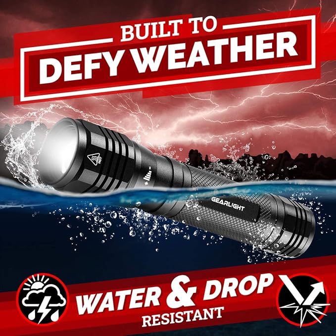 GearLight S2500 LED Flashlight - Extremely Bright, Powerful Tactical Flashlights with High Lumens for Camping, Emergency & Everyday Use - 1 Pack, (Batteries Not Included)