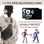 Anti Theft Crossbody Bags for Women Men, Multi-Pocket Shoulder Bag, Slim Sling Bags with 2 RFID Blocking Card