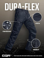 CQR Men's Flex Ripstop Tactical Pants, Water Resistant Stretch Cargo Pants, Lightweight EDC Hiking Work Pants