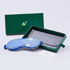 Luxury Silk Sleep Mask with 22mm Mulberry Silk, Velvet Elastic Band, Heat Therapy Pocket, and Travel Pouch, Navy Color