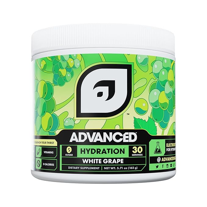 Advanced Hydration High-Performance Electrolyte Drink Mix with B Vitamins for All-Day Hydration - Caffeine Free, Zero Calories, Sugar Free, & Keto Friendly - (30 Servings, White Grape)