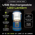 USB Rechargeable Camping Lantern, 400 Lumens LED Lantern, Hanging Tent Lamp, 6000mAh Power Bank, 200 Hour, 6 Modes, for Outdoors & Emergency