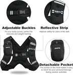 Weighted Vest, 6lb/8lb/12lb/16lb/20lb/25lb/30lb Weight Vest with Reflective Stripe, Weighted Vest for Men Women Workout Equipment for Strength Training, Running, Jogging, Fitness, Weight Loss