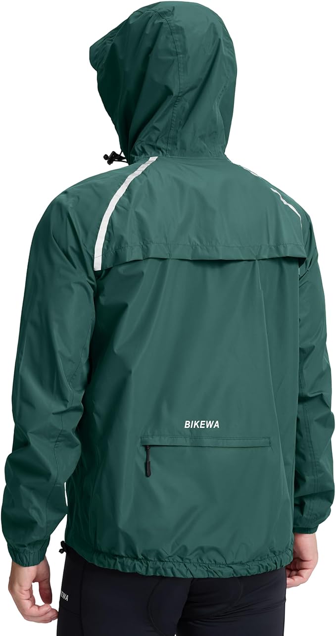 Men's Cycling Rain Jackets Waterproof Running Bike Windbreaker Lightweight Packable Hooded Jacket