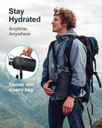 BUZIO 64oz Water Bottle Insulated Stainless Steel (Cold for 48 Hrs/Hot for 24 Hrs) BPA Free Double Wall Travel Mug/Flask for Outdoor Sports Hiking, Cycling, Cam,Camping, Running- Graphite