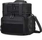 Tactical Lunch Box for Men, Insulated Lunch Bag Adult, Thermal Lunchbox Leakproof Waterproof Cooler Bag, Large Lunch Pail for Work Office Camping Travel (Black)