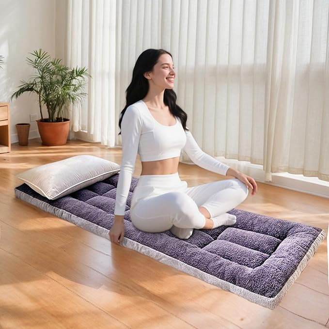 Thick Camping Sleeping Pad - Lamb Fluff Camping Cot Pads for Adult, Soft Sleeping Mat, Non-Slip Camping Mattress Pad for Car Tent