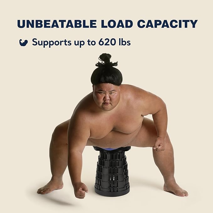 2025 Upgraded Collapsible Stool, Portable Folding Stool Max 620lb, Height Adjustable Retractable Telescopic Seat, Travel Chair, Foldable Camping Seat or Footrest Gift for Outdoors